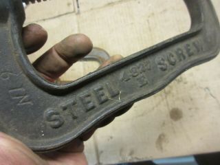 antique C clamp Belle city malleable iron co.  racine wi.  bat wing screw old farm 3
