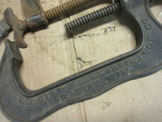 antique C clamp Belle city malleable iron co.  racine wi.  bat wing screw old farm 5