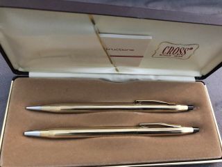 Vintage Cross 12kt Gold Filled Pen & Mechanical Pencil Set With Case