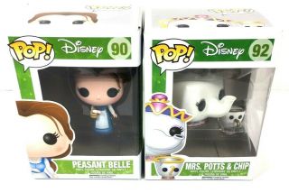 Funko Pop Mrs.  Potts And Chip 92 Disney Beauty And The Beast & Peasant Belle 90
