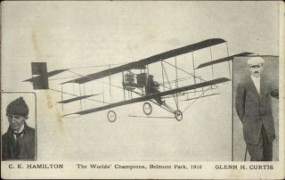 Pioneer Aviation Airplane Biplane Ck Hamilton Glenn Curtis Belmont Park 1910