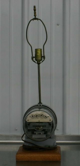 Vintage Sangamo Electric Power Meter Table Lamp Steampunk Mancave Electrician