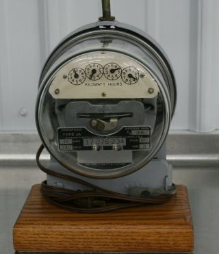 Vintage SANGAMO Electric Power Meter Table Lamp Steampunk Mancave Electrician 2