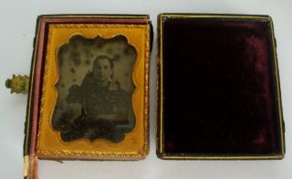 Antique Photograph Tintype? Pic Little Girl Brown Case
