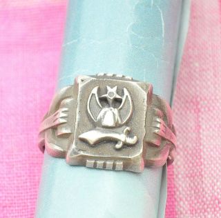 Vintage Sterling Silver Masonic Ring Size - 9.  5 128