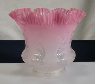 Antique Pink Edge Satin Glass Lamp Shade 2.  25 " Fitter - 56885