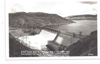 Wa Grand Coulee Dam Washington Antique Real Photo Rppc Post Card Ellis Card