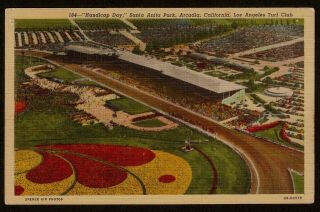 Collectible Vintage 1942 Temple City,  Ca Postcard: Santa Anita Horse Race Track