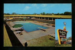 Holiday Inn Motel Hotel Postcard Alabama Al Montgomery Pool 2 View