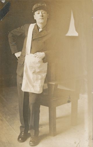 Newspaper Boy Rppc Ca.  1908 Tennessee News ?? Uniform Bag Rare Occupational