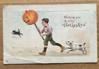 Vintage Halloween Postcard - " Wishing You A Jolly Halloween "