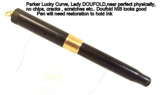 Vintage Parker Lucky Curve,  Ring Top,  Lady Duofold Pen,  As - Is,  As - Found