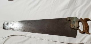 Vintage Antique H.  Disston And Sons Hand Saw 20 " Long Blade Rip Saw