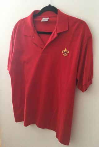 Bsa Boy Scouts Of America (3) Red Jersey Polo Shirts Xl