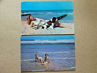 Pismo Beach California Ca 2 Cards Bathing Beauty Mermaid Sea Nymphs