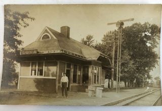 Vintage Photo Postcard Railroad Depot Train Station Loxa R.  R.