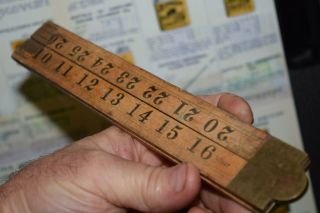 Antique Rabone Folding Wooden Ruler Measuring Stick