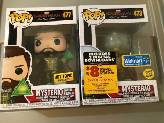 Funko Pop Spider - Man Ffh: Mysterio 473 And 477 (hot Topic & Wal Mart Excl)