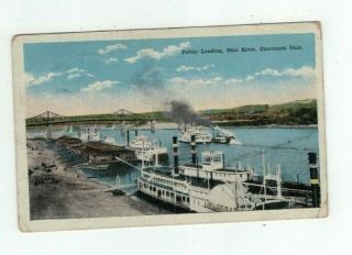 Oh Cincinnati Ohio Antique 1918 Post Card Public Landing Ohio River