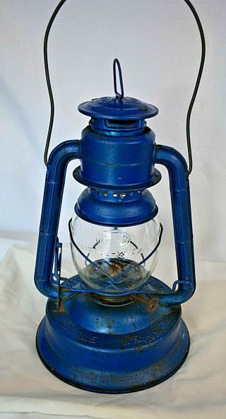 Vintage Rustic Blue Dietz No.  1 Little Wizard Oil Lamp Kerosene Lantern