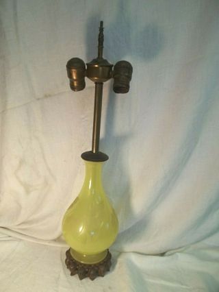 Antique Lamp Part Art Deco Table Lamp Light Acid Etched Green Glass