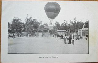 Hot Air Balloon,  Porte Maillot,  Paris 1905 French Aviation Postcard