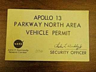 Official Nasa Apollo 13 Parking Permit Saturn V Launch April 1970