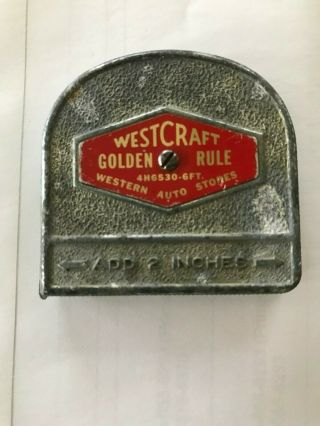 Vintage Westcraft Golden Rule Western Auto Stores Usa Tape Measure 4h6530 6 Foot
