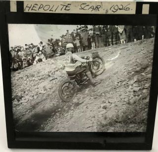 Antique Motor Cycle Magic Lantern Slide " Hepolite Scar 1926 " (c)