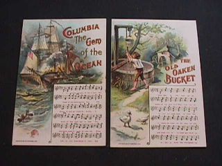 Old Oaken Bucket & Columbia Gem Of The Ocean Song 1908 Postcards