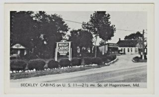 1946 Beckley Cabins On Us 11 — 2.  5 Mi.  So.  Of Hagerstown Md Vintage Postcard