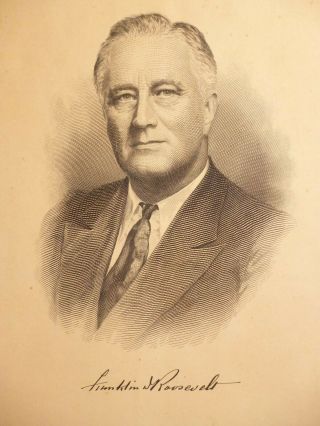 President Franklin D.  Roosevelt Portrait Etching With Raised Signature
