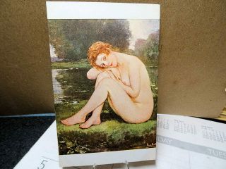 1910 Art Postcard Nude Redhead Summer By Henry Gsell Salon De Paris