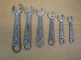 Vintage Tool Wrench Open Box End 6 Piece Auto Kit Set 3/8 - 7/8 " Usa