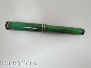 Vintage Wahl Eversharp Green Jade & Gft Flat Top Fountain Pen 14k Nib