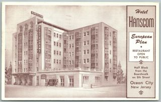 Ocean City Nj Hanscom Hotel 1958 Vintage Postcard