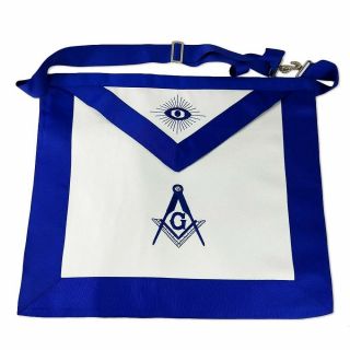 Masonic Blue Lodge Apron Embroidered Square & Compass Blue Border