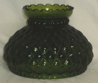 Nos Solid Green Diamond Quilted Lamp Shade Aladdin,  Rayo,  Coleman 7 " Fitter