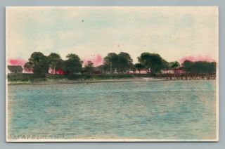 Grape Island—boston Harbor Rppc Rare Hand Colored Antique Photo Postcard 1910s