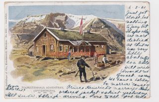 Norway Spitzbergen Touristenhaus Adventbay Andelfinger Chromo Postcard 1901 - 57