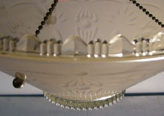 Vintage Art Deco Ceiling Light 3 Hole Glass Shade With Three Chains