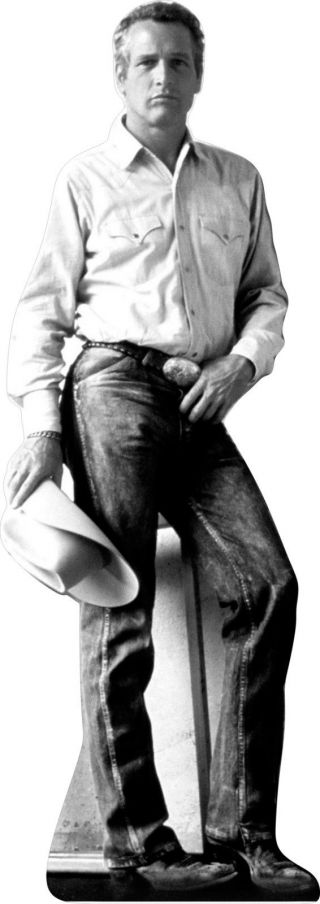 Paul Newman W/cowboy Hat B&w 70 " Tall Lifesize Cardboard Cutout Standee Standup