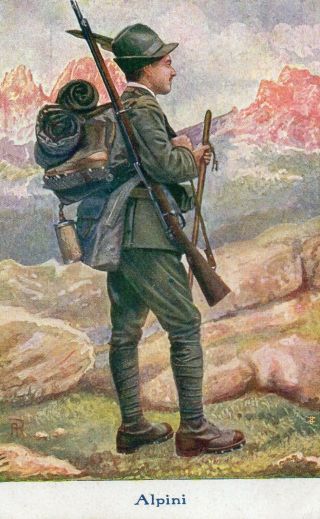 Old Italian Postcard 1918 - Alpini - Italian Army Mountain Warfare Infantryman