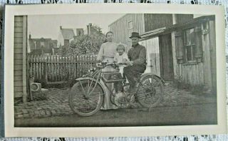 1920s Era Photo Man W/child On Motorized Bike/motorcycle