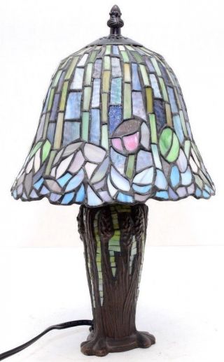 Art Nouveau Tiffany Style Stained Glass Electric Table Lamp Mosaic Base Light