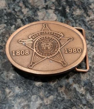 Vintage Sheriff Badge Belt Buckle Portage County Ohio