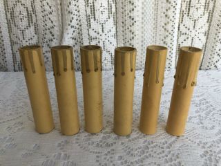 4 " Vintage Tan Paperboard Candles Chandelier Socket Covers Set Of 6