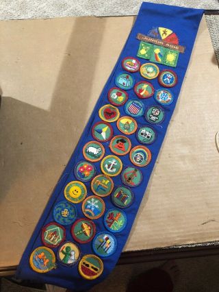 Girl Scouts Blue Usa Sash With Patches Junior Aide With Patchs