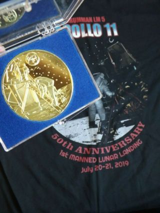 Nasa Grumman Ksc Alumni Apollo 11 50th T - Shirt & Coin - - Limited To Public
