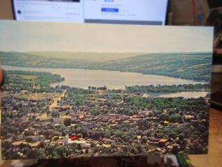 Vintage Old Postcard York Penn Yan Keuka Lake Crooked Aerial Town View Trees